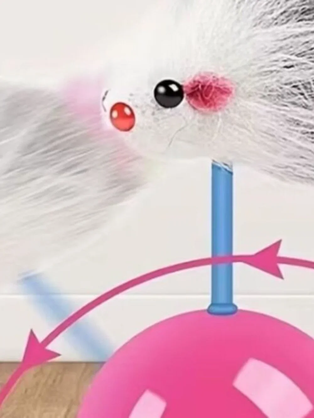 Interactive Furry Toy for Small Pets Pink Feather Toys Cat Kitty Colorful